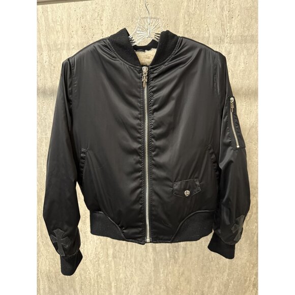 Chrome Hearts Black Bomber Jacket With Shearling Lining & Cross Details M - Picture 1 of 16